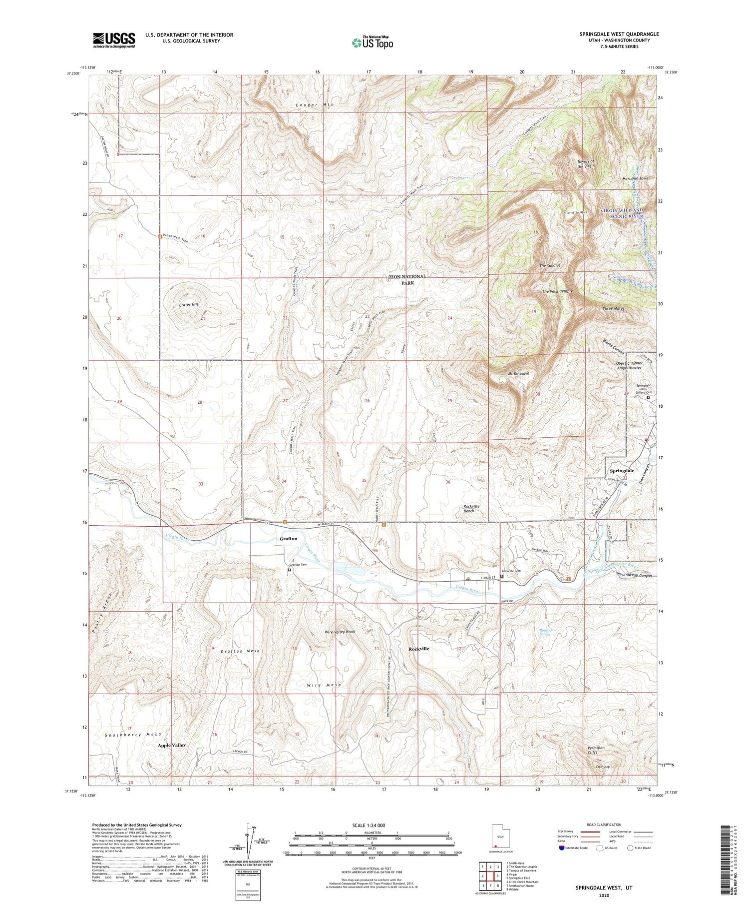 Springdale West Utah US Topo Map Image