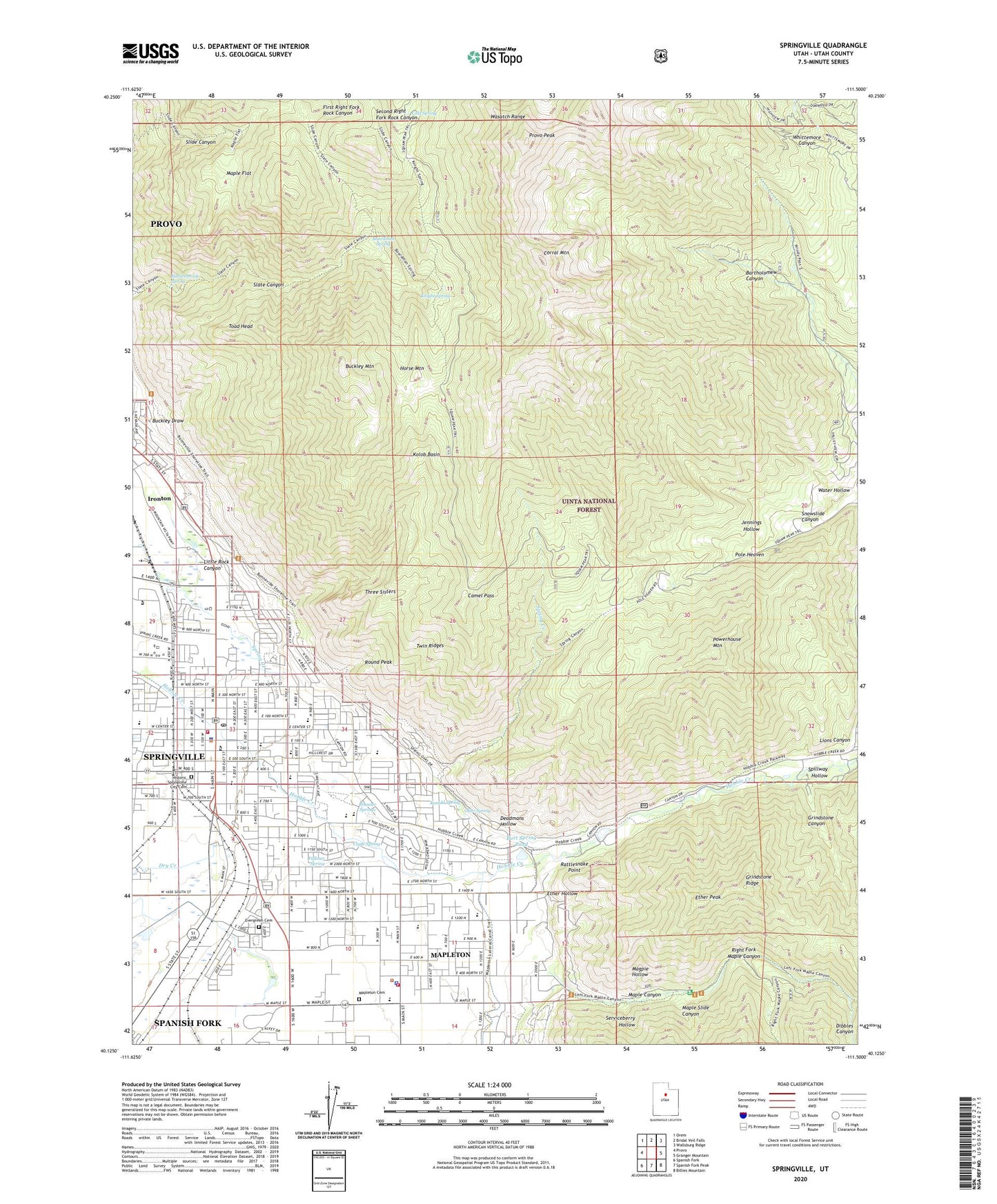 Springville Utah US Topo Map Image