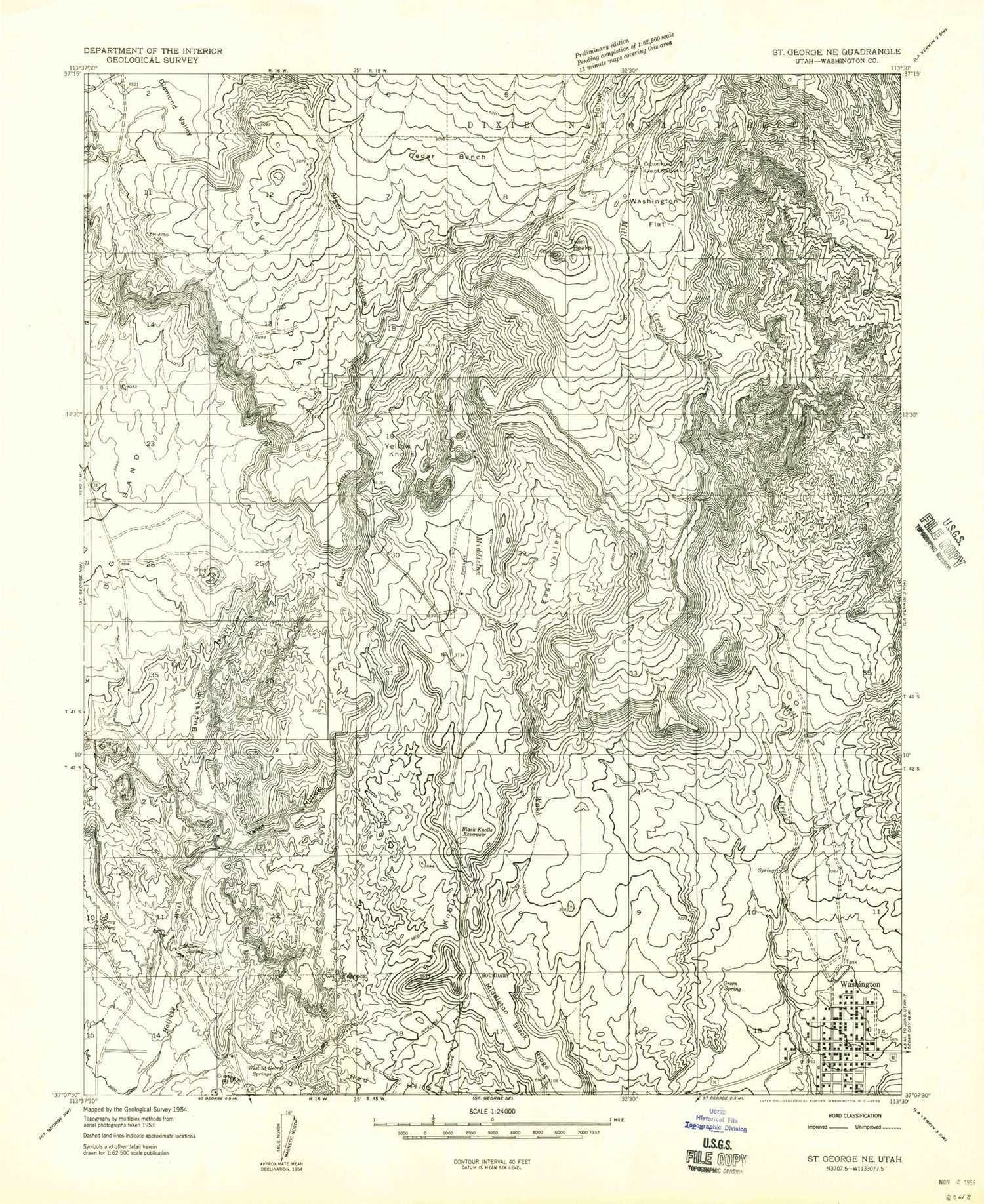 Classic USGS Washington Utah 7.5'x7.5' Topo Map Image