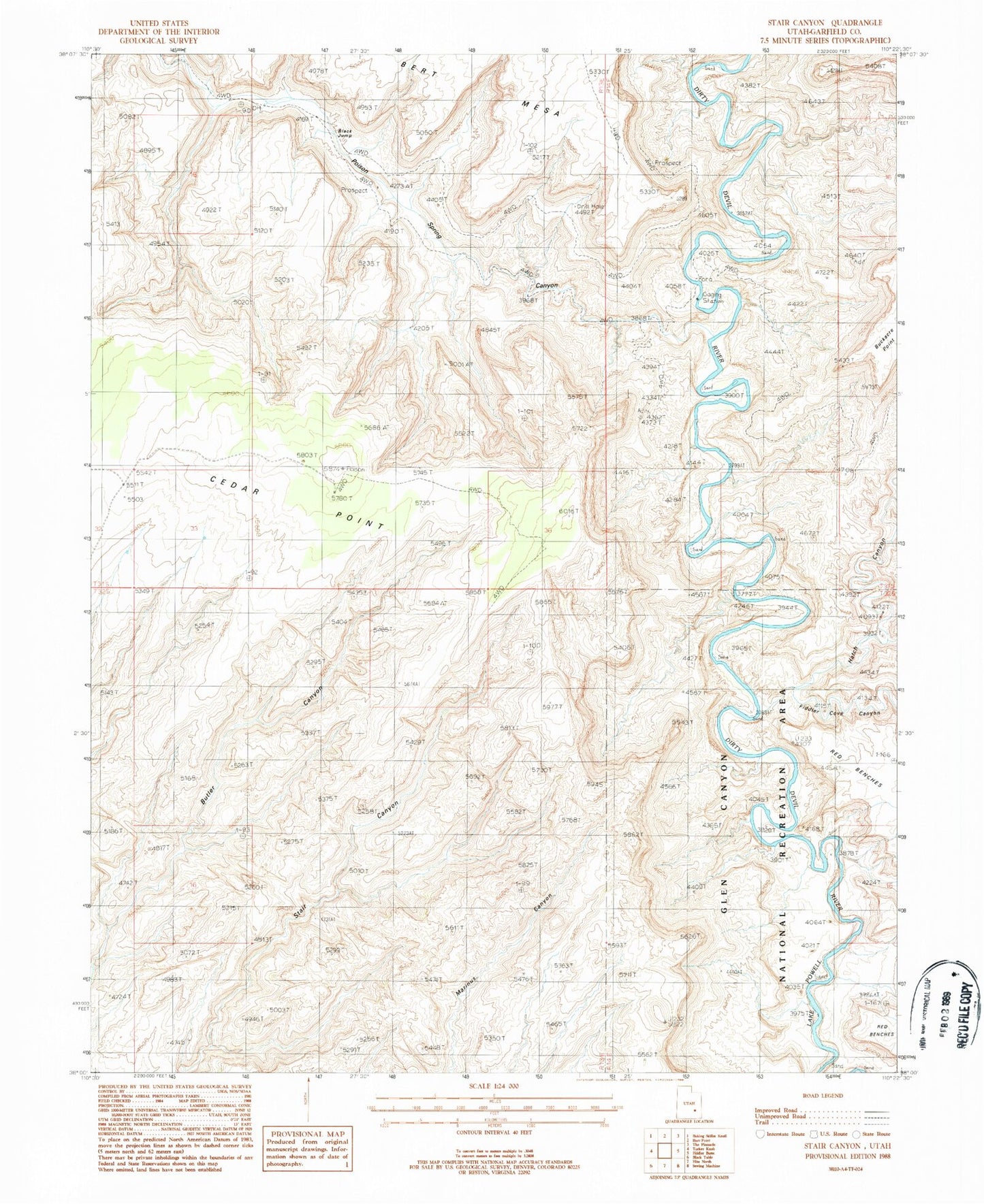 Classic USGS Stair Canyon Utah 7.5'x7.5' Topo Map Image