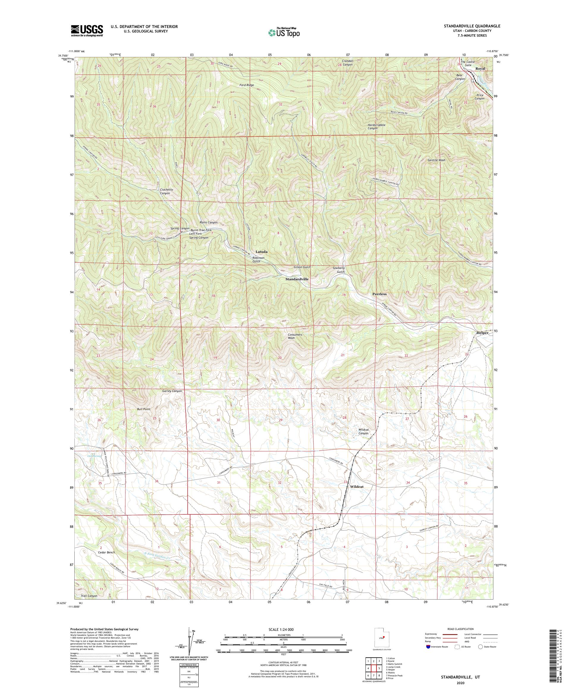 Standardville Utah US Topo Map – MyTopo Map Store