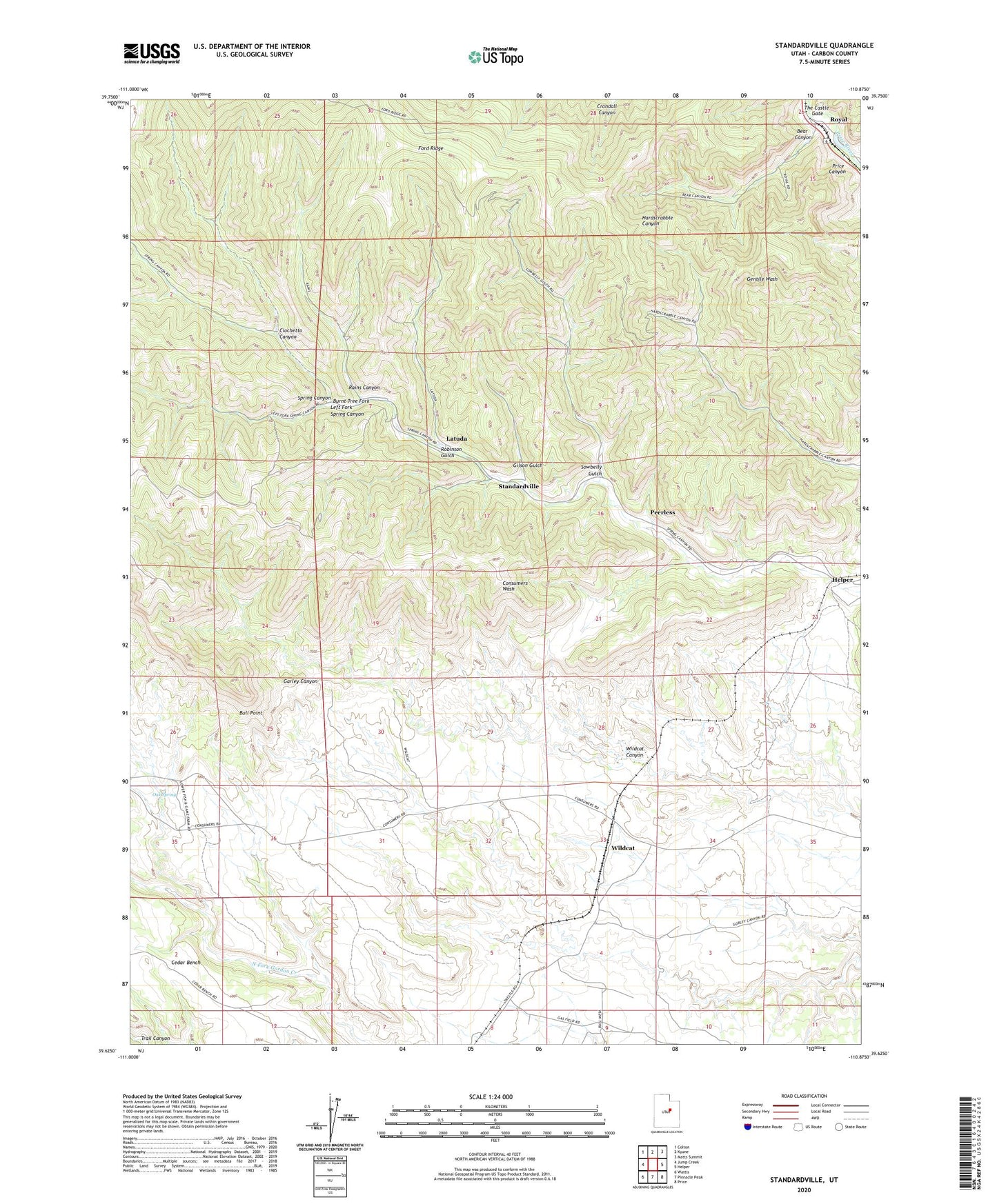 Standardville Utah US Topo Map Image