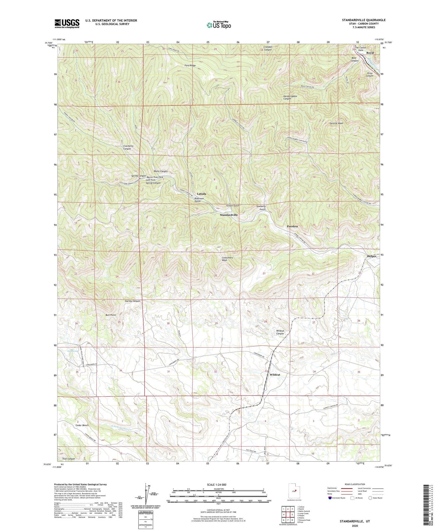 Standardville Utah US Topo Map Image
