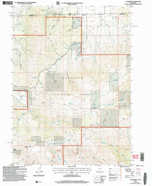 Classic USGS Standrod Utah 7.5'x7.5' Topo Map Image