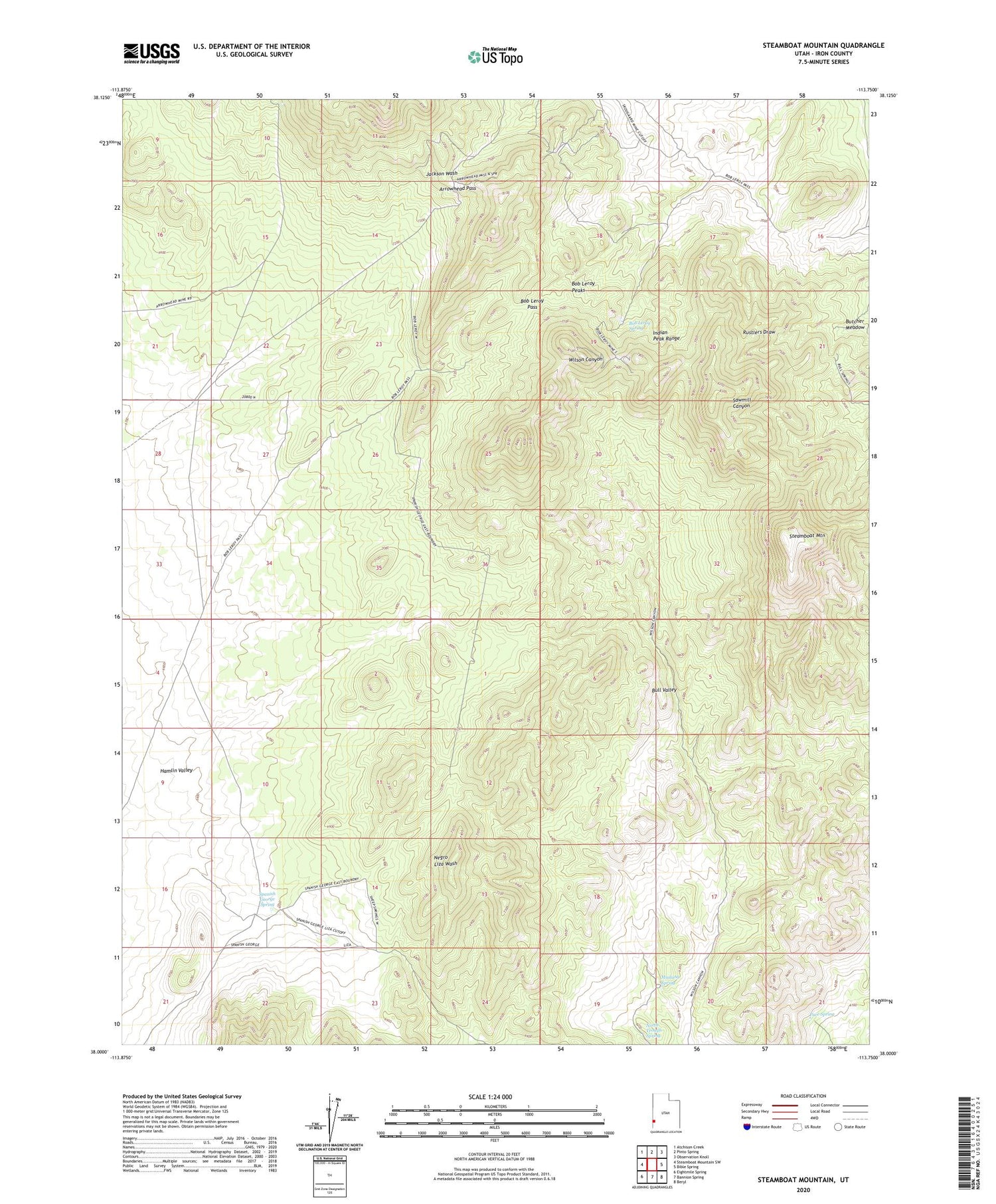 Steamboat Mountain Utah US Topo Map Image