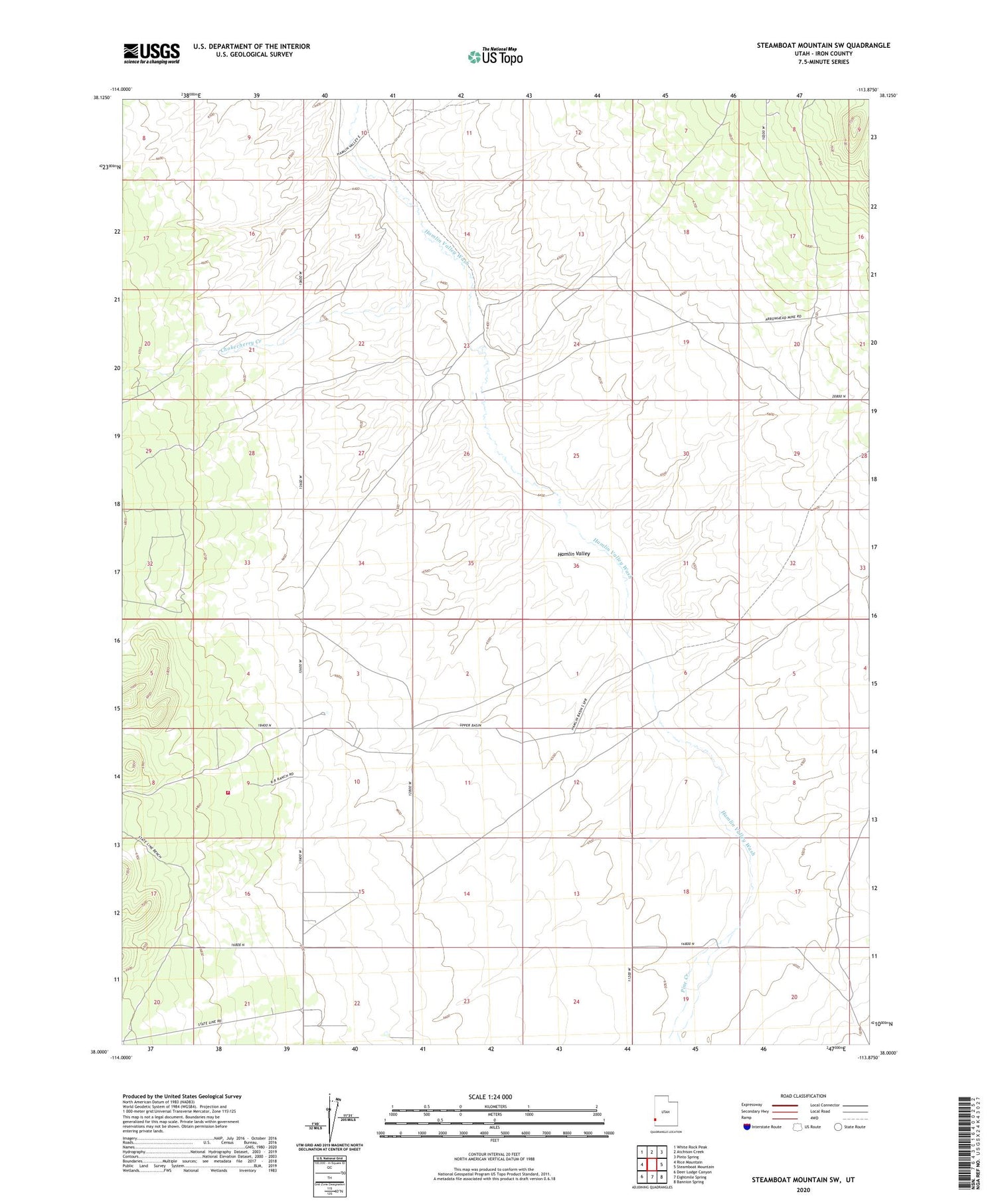 Steamboat Mountain SW Utah US Topo Map Image
