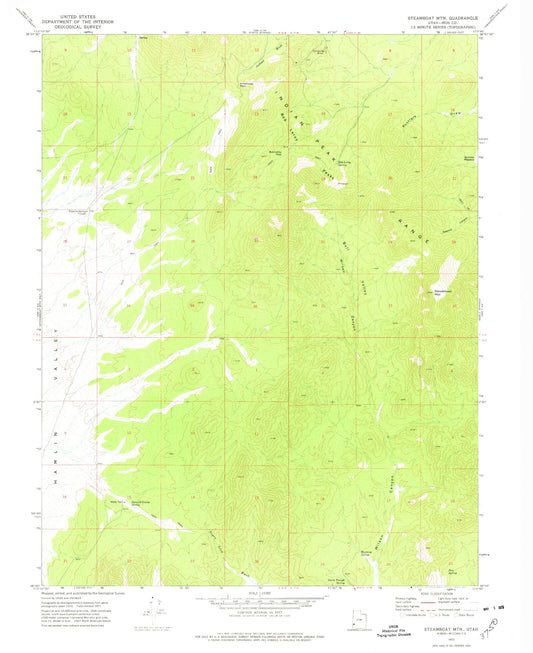 Classic USGS Steamboat Mountain Utah 7.5'x7.5' Topo Map Image