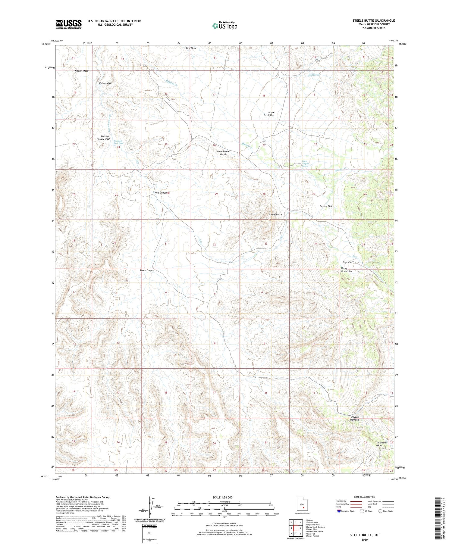 Steele Butte Utah US Topo Map Image