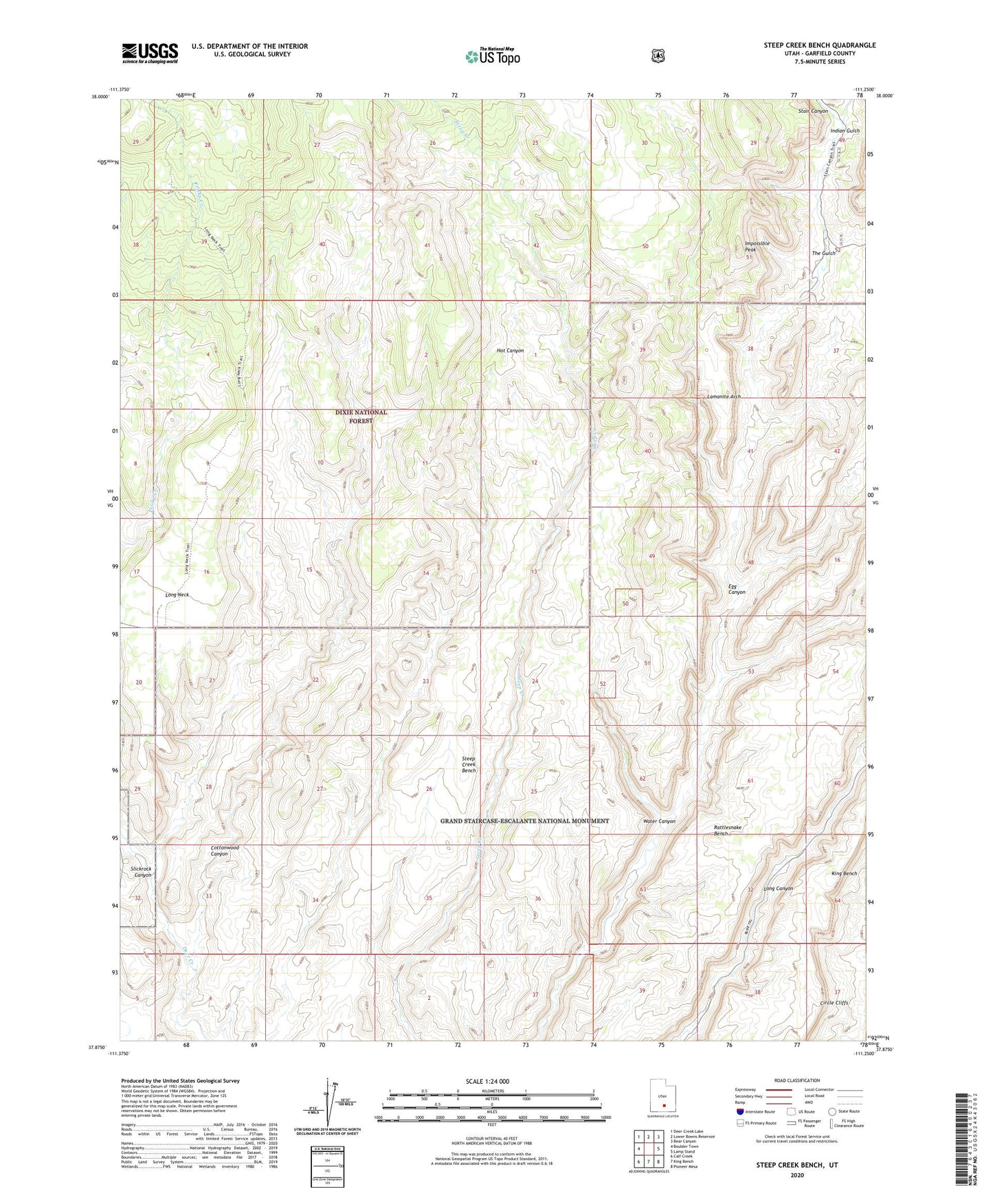Steep Creek Bench Utah US Topo Map Image