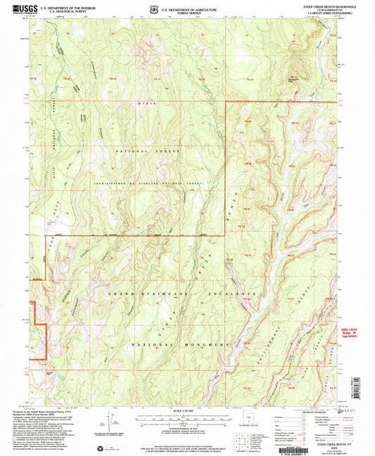 Classic USGS Steep Creek Bench Utah 7.5'x7.5' Topo Map Image