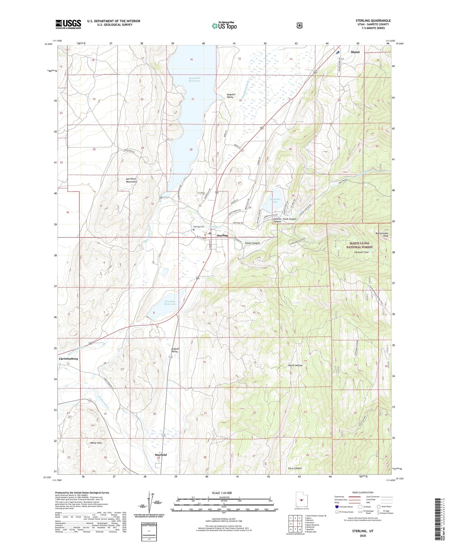 Sterling Utah US Topo Map Image