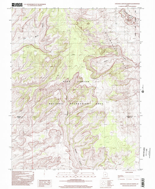 Classic USGS Stevens Canyon North Utah 7.5'x7.5' Topo Map Image