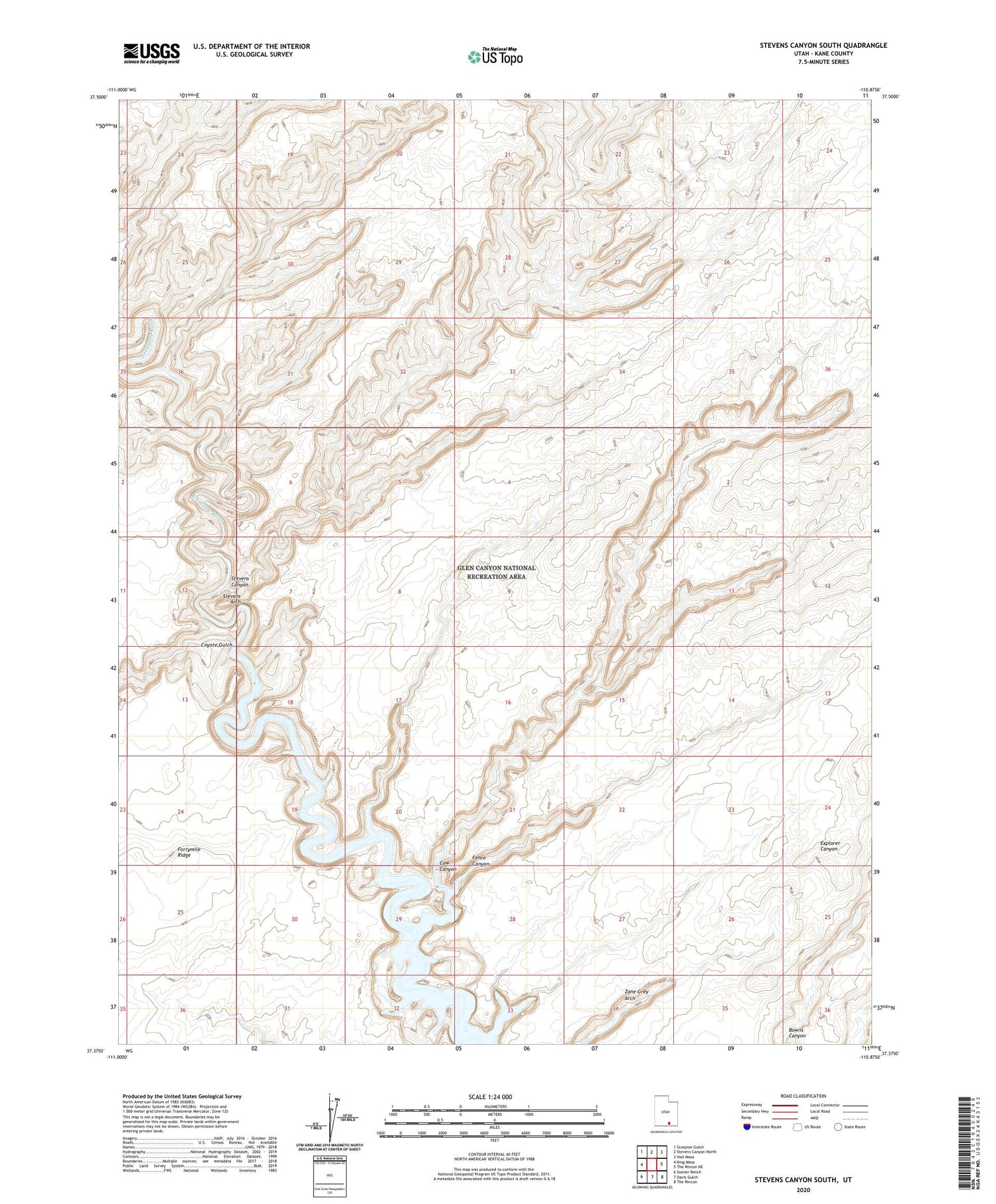 Stevens Canyon South Utah US Topo Map Image