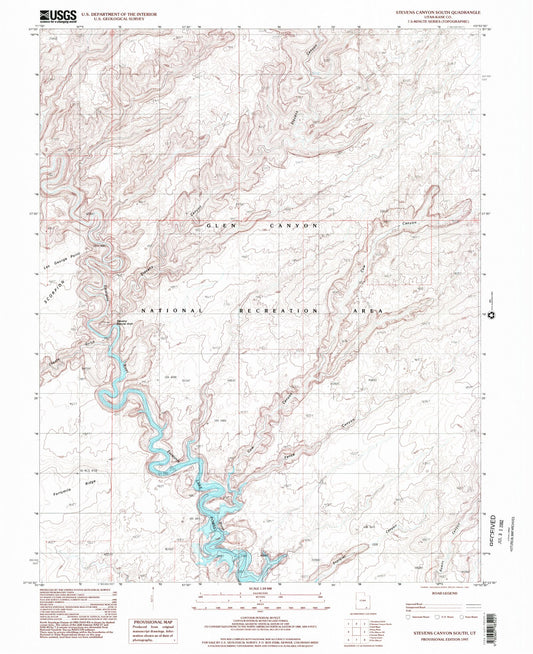 Classic USGS Stevens Canyon South Utah 7.5'x7.5' Topo Map Image