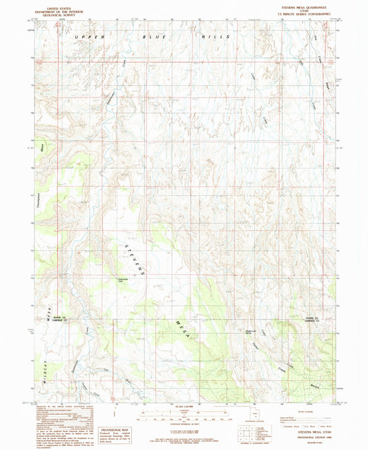 Classic USGS Stevens Mesa Utah 7.5'x7.5' Topo Map Image