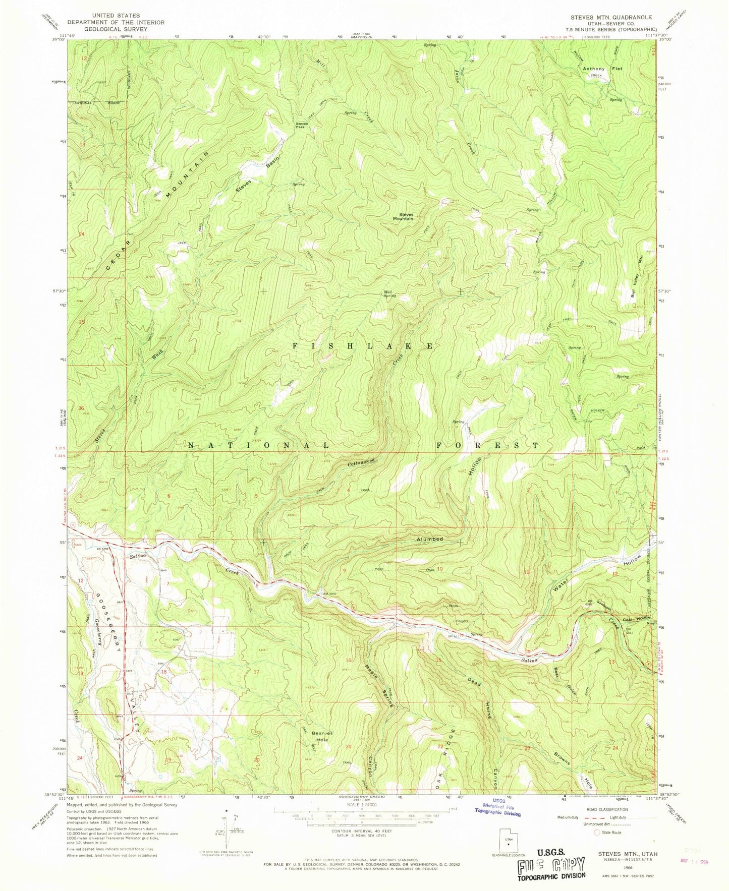 Classic USGS Steves Mountain Utah 7.5'x7.5' Topo Map Image