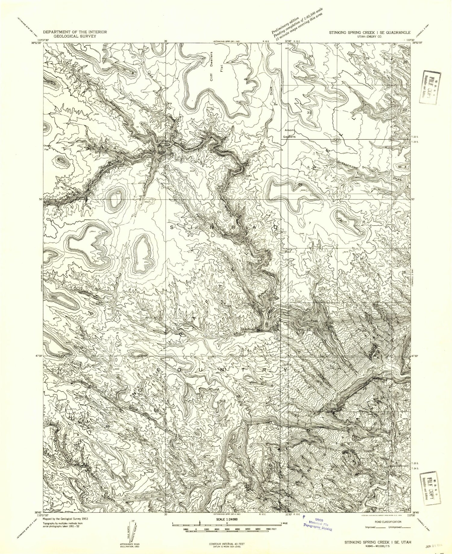 Classic USGS Arsons Garden Utah 7.5'x7.5' Topo Map Image