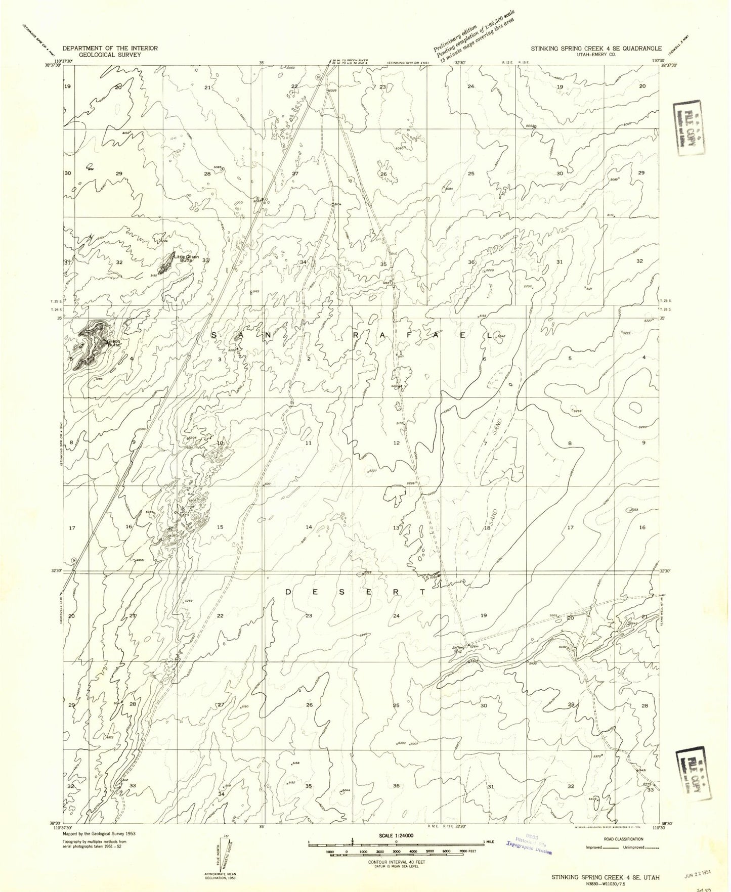 Classic USGS Gilson Butte Utah 7.5'x7.5' Topo Map Image