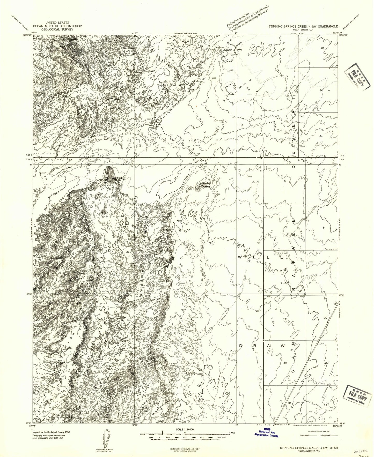 Classic USGS Goblin Valley Utah 7.5'x7.5' Topo Map Image