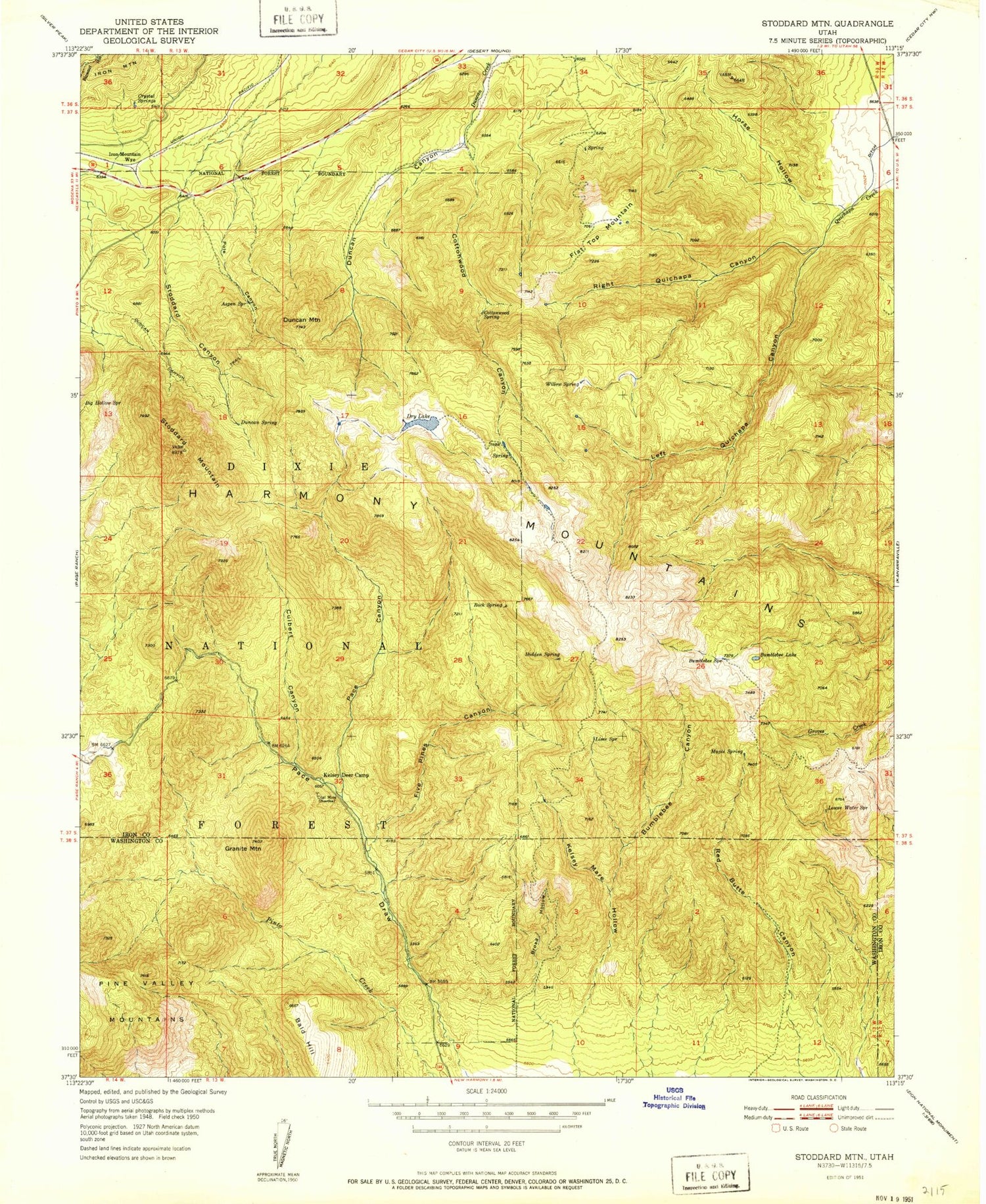 Classic USGS Stoddard Mountain Utah 7.5'x7.5' Topo Map Image