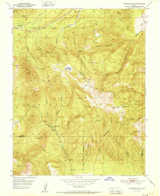 Classic USGS Stoddard Mountain Utah 7.5'x7.5' Topo Map Image