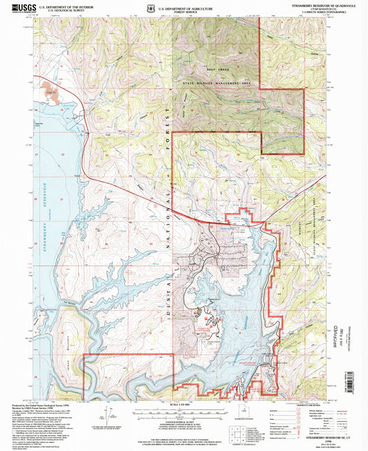 Classic USGS Strawberry Reservoir NE Utah 7.5'x7.5' Topo Map Image