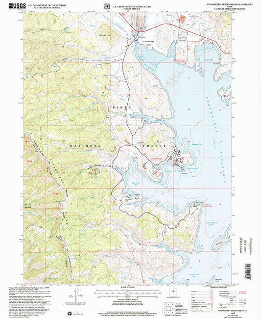 Classic USGS Strawberry Reservoir NW Utah 7.5'x7.5' Topo Map Image