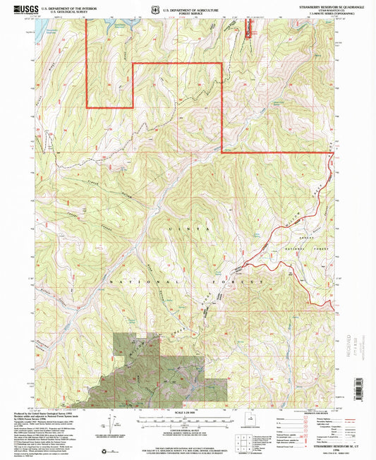 Classic USGS Strawberry Reservoir SE Utah 7.5'x7.5' Topo Map Image
