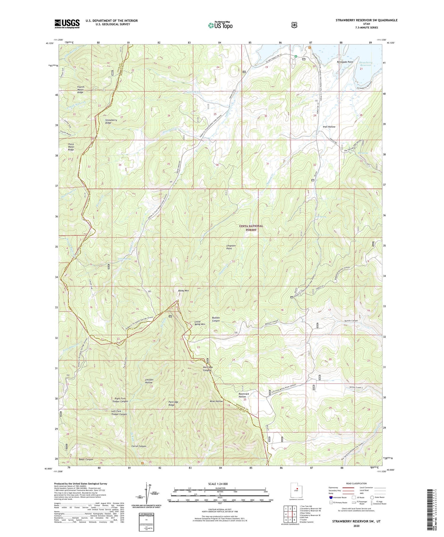 Strawberry Reservoir SW Utah US Topo Map Image