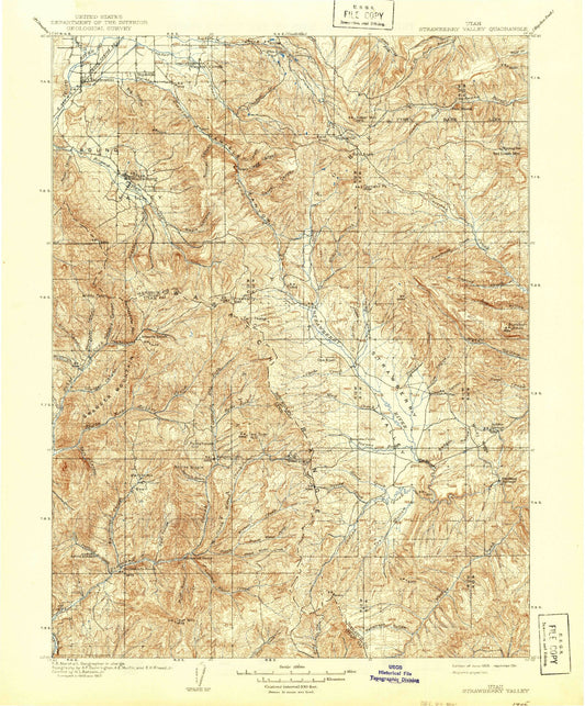 Historic 1909 Strawberry Valley Utah 30'x30' Topo Map Image