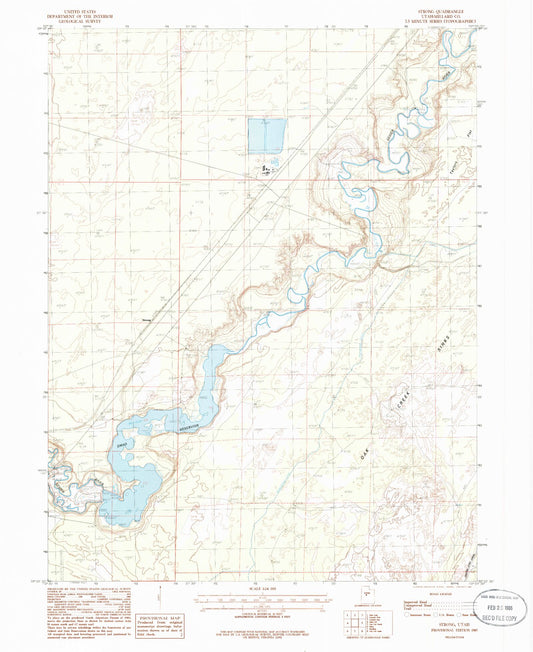 Classic USGS Strong Utah 7.5'x7.5' Topo Map Image