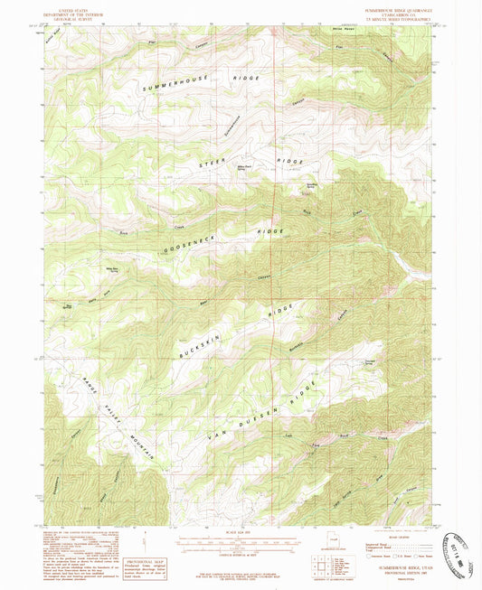 Classic USGS Summerhouse Ridge Utah 7.5'x7.5' Topo Map Image