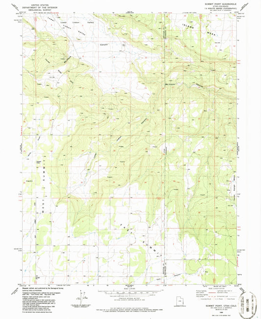 Classic USGS Summit Point Utah 7.5'x7.5' Topo Map Image