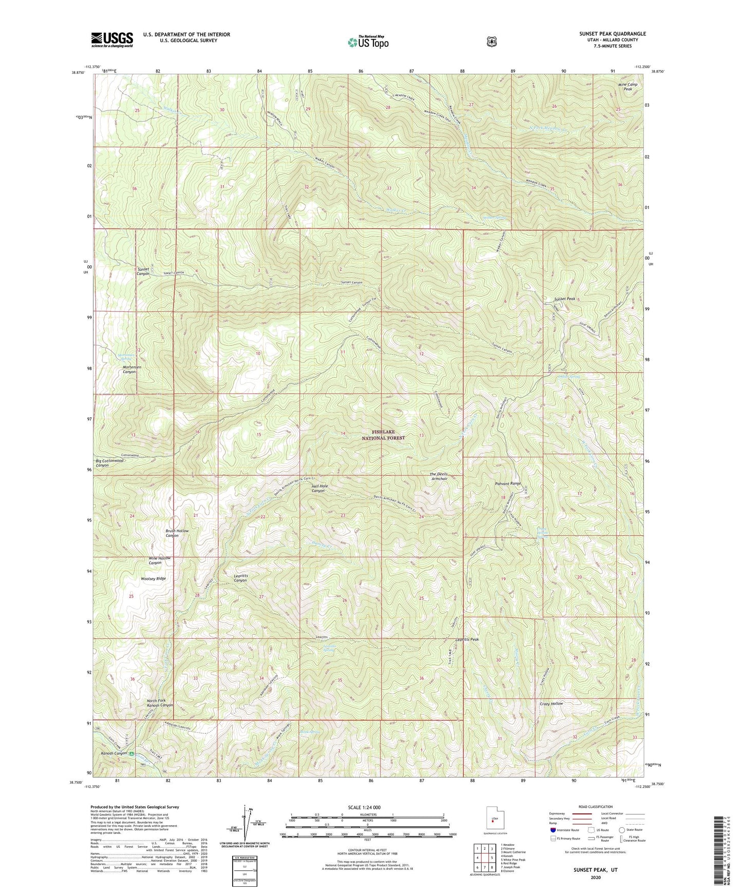 Sunset Peak Utah US Topo Map Image