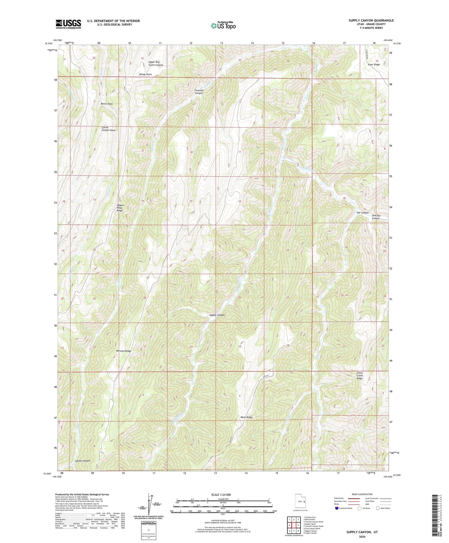 Supply Canyon Utah US Topo Map Image