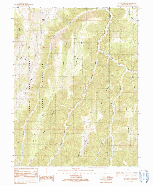 Classic USGS Supply Canyon Utah 7.5'x7.5' Topo Map Image