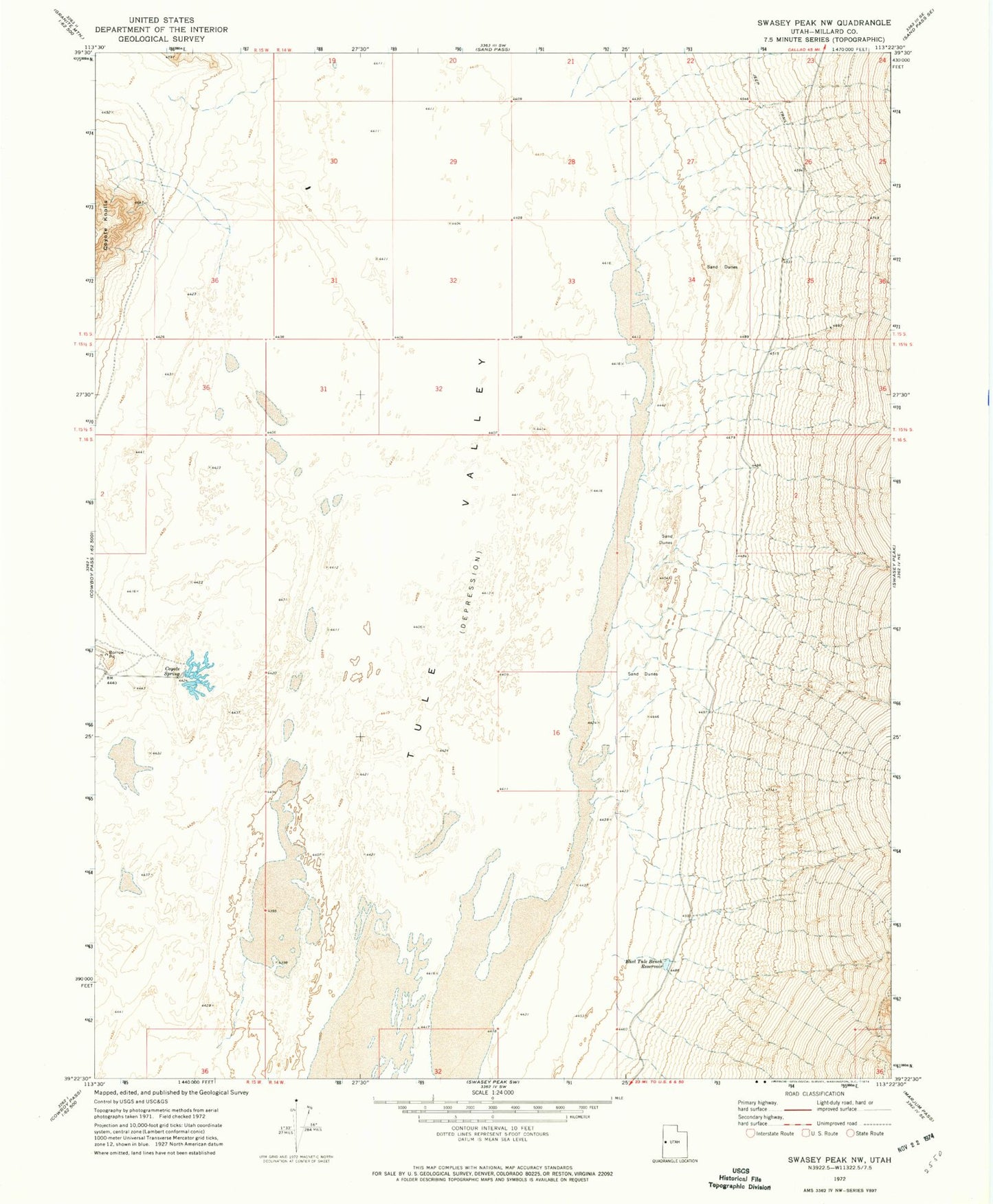 Classic USGS Swasey Peak NW Utah 7.5'x7.5' Topo Map Image