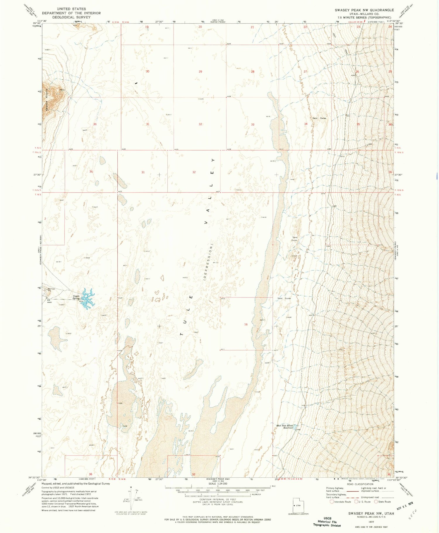 Classic USGS Swasey Peak NW Utah 7.5'x7.5' Topo Map Image