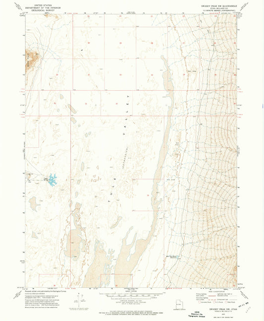 Classic USGS Swasey Peak NW Utah 7.5'x7.5' Topo Map Image