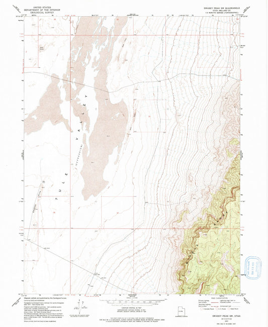 Classic USGS Swasey Peak SW Utah 7.5'x7.5' Topo Map Image