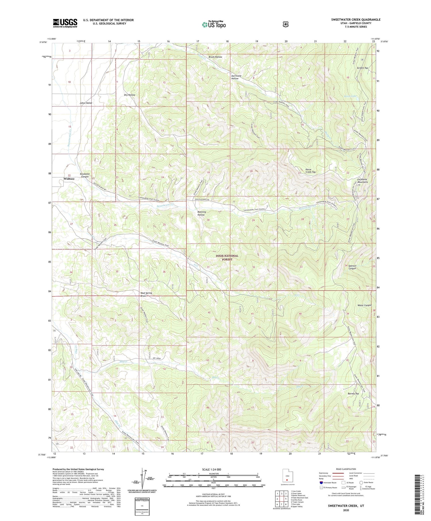 Sweetwater Creek Utah US Topo Map Image