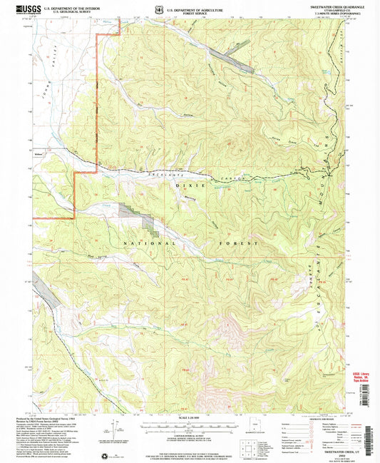 Classic USGS Sweetwater Creek Utah 7.5'x7.5' Topo Map Image