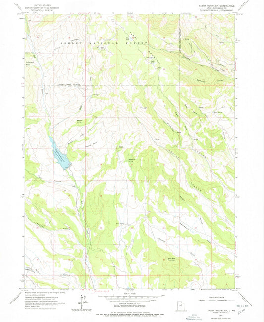 Classic USGS Tabby Mountain Utah 7.5'x7.5' Topo Map Image