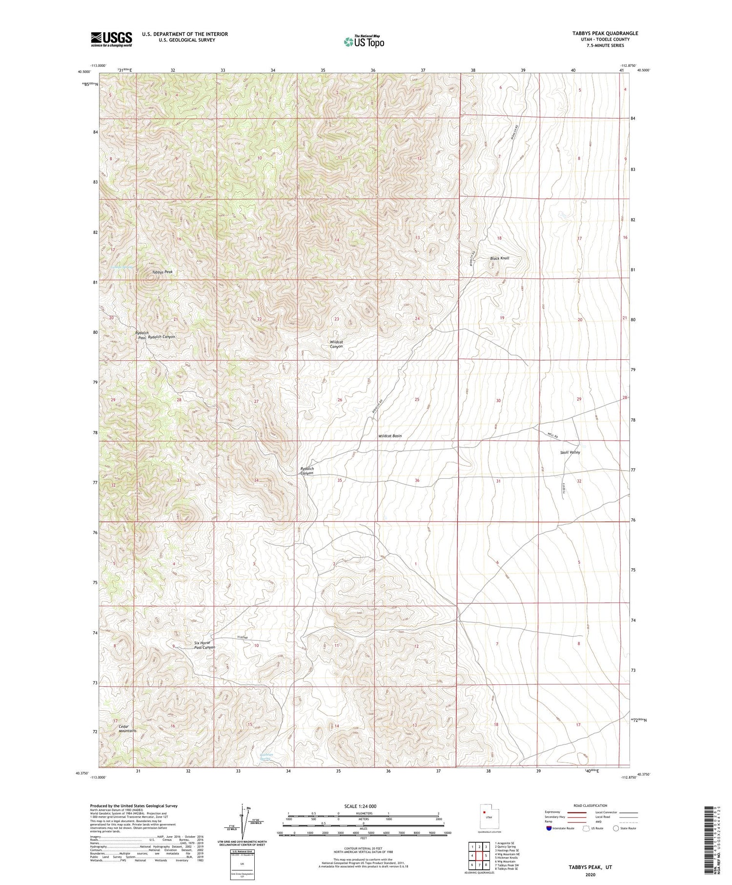 Tabbys Peak Utah US Topo Map Image