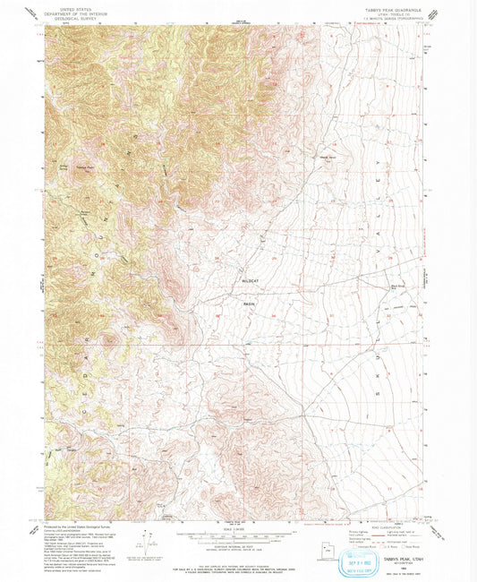 Classic USGS Tabbys Peak Utah 7.5'x7.5' Topo Map Image