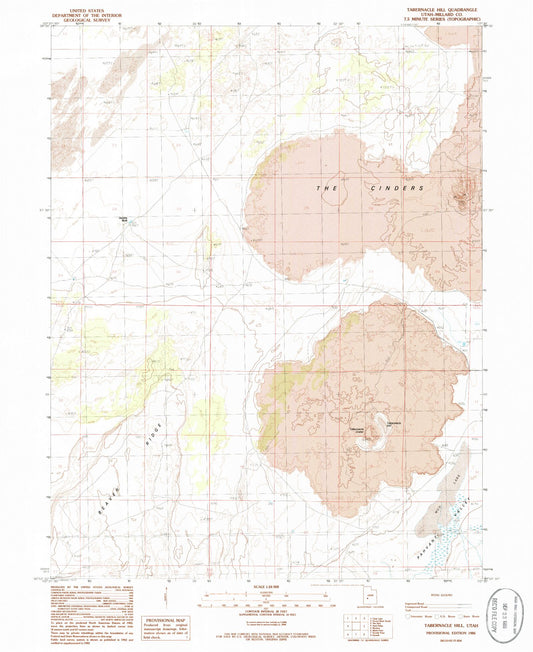 Classic USGS Tabernacle Hill Utah 7.5'x7.5' Topo Map Image