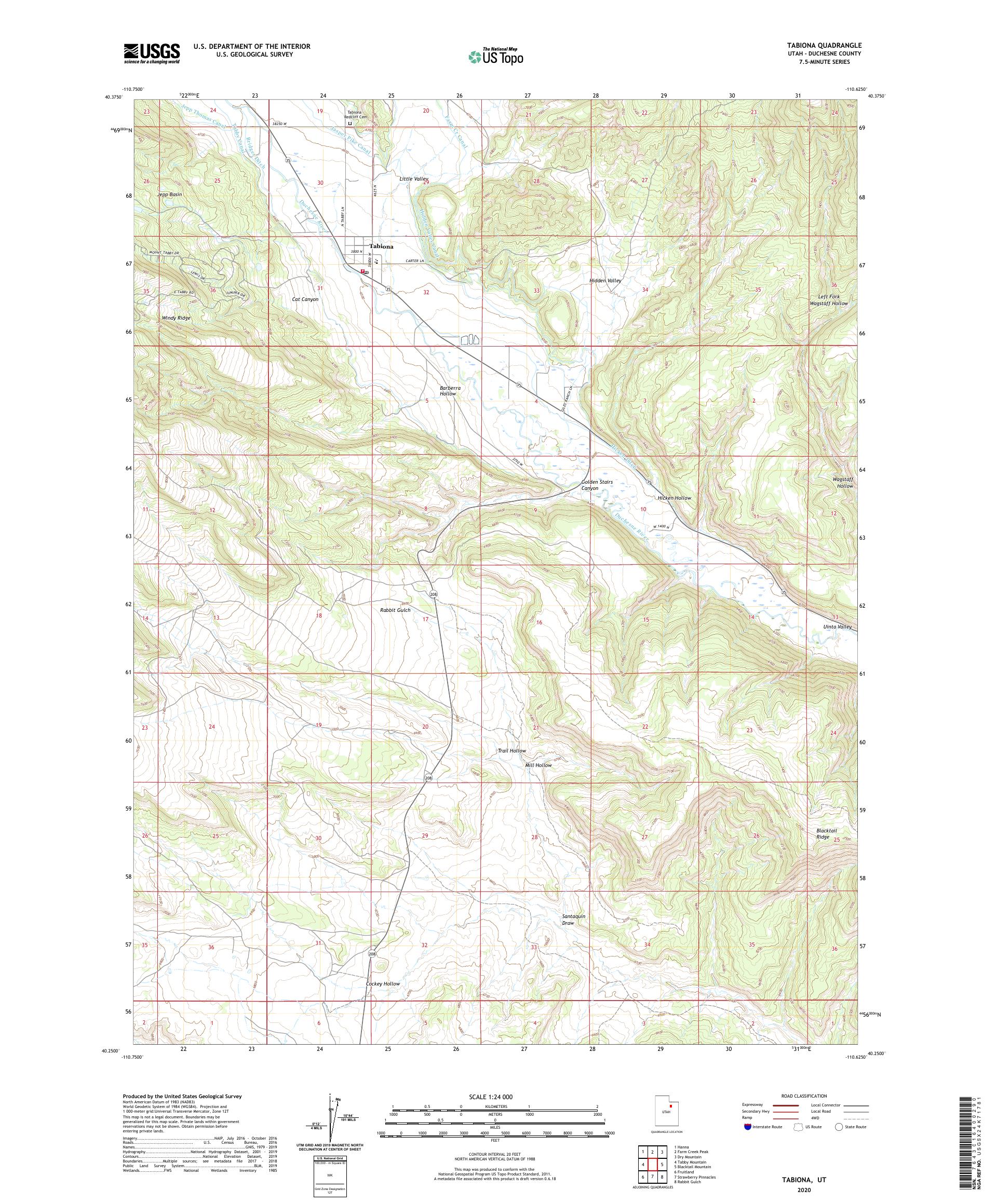 Tabiona Utah US Topo Map – MyTopo Map Store