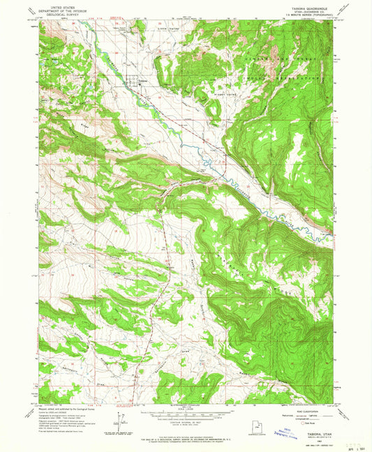 Classic USGS Tabiona Utah 7.5'x7.5' Topo Map Image