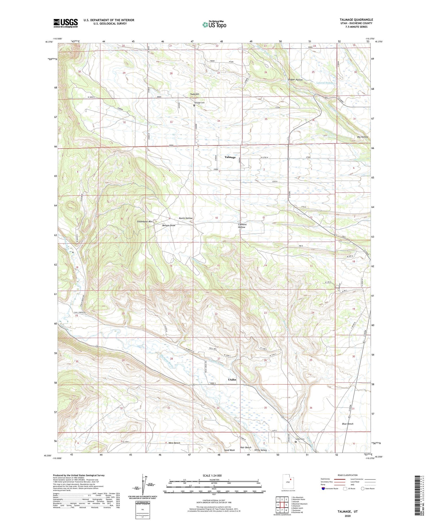 Talmage Utah US Topo Map Image