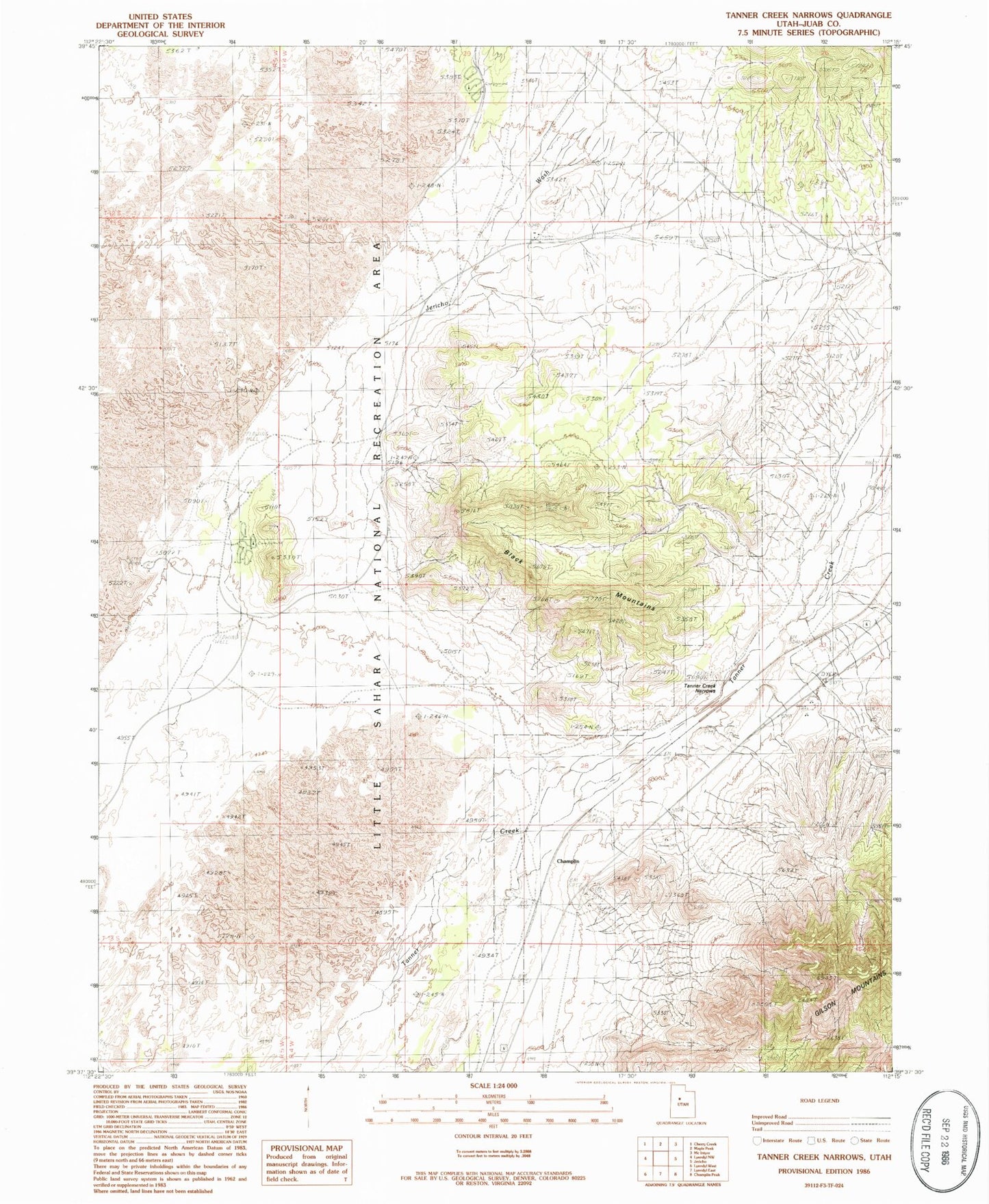 Classic USGS Tanner Creek Narrows Utah 7.5'x7.5' Topo Map Image